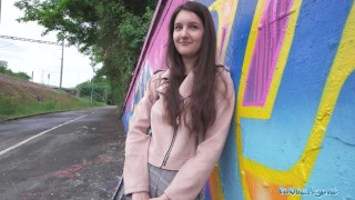 Public Agent – super natural and cute real european 19yr college student with natural breasts and red lingerie fucked outside